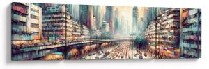 Obraz - Život velkoměsta (170x50 cm)
