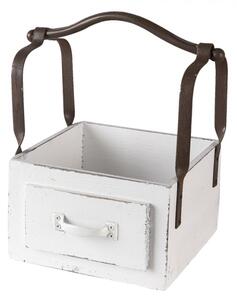 Bílá dřevěná retro bedýnka s rukojetí – 24x19x28 cm