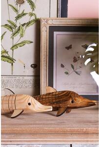 Světle hnědý dřevěný dekorativní delfín – 32x5x3 cm