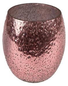 Růžový skleněný svícen na čajovou svíčku – 8x9 cm