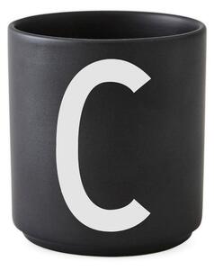 Černý porcelánový hrnek Design Letters Alphabet C, 250 ml