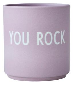 Fialový porcelánový hrnek Design Letters Rock, 300 ml