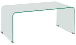 HOMCOM Průhledný Skleněný Kávový Stolek Obdélníkový Moderní Design Temperované Sklo s Bezpečnými Zaoblenými Okraji 80 x 45 x 35 cm | Aosom