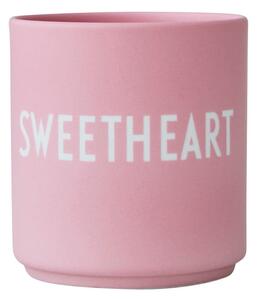 Růžový porcelánový hrnek Design Letters Sweetheart, 300 ml