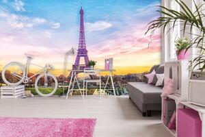 Malvis ® Tapeta Eiffelova věž fialová Vel. (šířka x výška): 288 x 200 cm