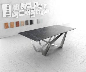 DELIFE Jídelní stůl Edge 200x100 cm keramika Laminam® Nero Greco antracitová Spider plochá ocel nerezová ocel