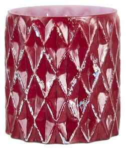 Červený svícen s odřeninami na čajovou svíčku – 10x11 cm