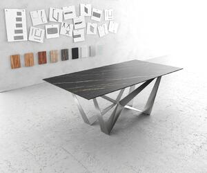 DELIFE Jídelní stůl Edge 200x100 cm keramika Laminam®Noir Desir hnědý Spider plochá ocel nerezová ocel