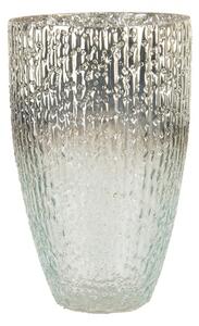 Šedo stříbrný skleněný svícen Jacinta mini – 12x20 cm
