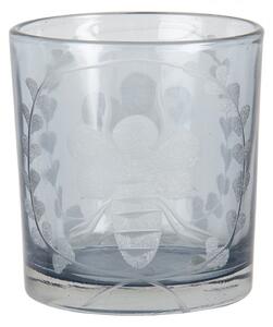 Skleněný svícen na čajovou svíčku s motivem včely – 7x8 cm