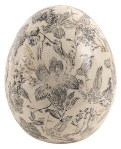 Dekorace vintage vejce se šedými květy Grishilde M – 11x14 cm