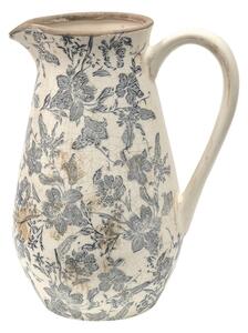 Keramický dekorační džbán se šedými květy Grishilde L – 24x17x30 cm