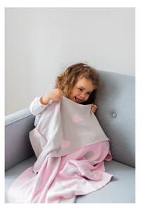 Růžovo-béžová bavlněná dětská deka Kindsgut Hearts, 80 x 100 cm