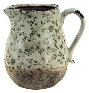 Keramický dekorační džbán se zelenými květy Carlijn L – 2300 ml