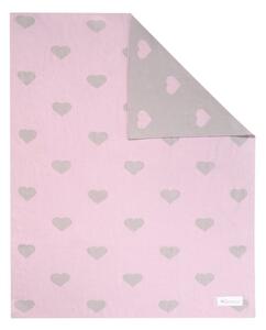 Růžovo-béžová bavlněná dětská deka Kindsgut Hearts, 80 x 100 cm