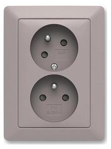 ABB 5513T-C02157 144 - Dvojitá zásuvka domovní s rámečkem ZONI 250V greige