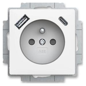 ABB 5569T-A32357 240 -Zásuvka domovní bez rám ZONI 250V 1xUSB A+C matná bílá