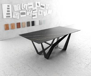 DELIFE Jídelní stůl Edge 200x100 cm Laminam® keramika hnědá středová podnož plochá ocel černá