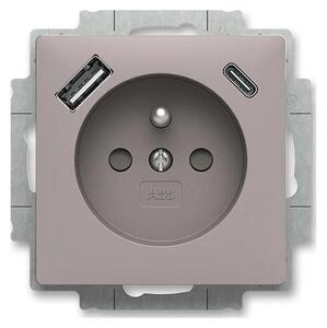 ABB 5569T-A32357 244 - Zásuvka domovní bez rámečku ZONI 250V 1xUSB A+C greige