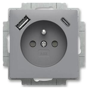 ABB 5569T-A32357 241 - Zásuvka domovní bez rámečku ZONI 250V 1xUSB A+C šedá