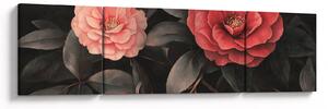Obraz - Červené květy na temném pozadí (170x50 cm)