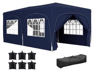 Pavilon Outsunny 3x6m, vodoodpudivý, pevný, zimní skládací pavilon, UV ochrana 50+, skládací párty stan s 6 bočními panely, taška na zahradní pavilon
