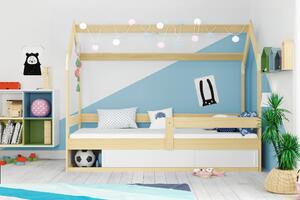 BMS Group Dětská postel domeček s úložným prostorem 160x80 borovice Barva výplně dvířek: Grafit