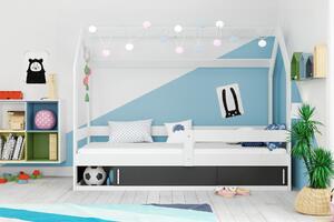 BMS Group Dětská postel domeček s úložným prostorem 160x80 bílá Barva výplně dvířek: Grafit