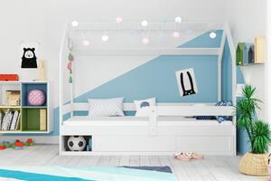 BMS Group Dětská postel domeček s úložným prostorem 160x80 bílá Barva výplně dvířek: Grafit