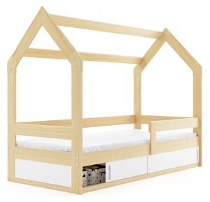 BMS Group Dětská postel domeček s úložným prostorem 160x80 borovice Barva výplně dvířek: Bílá