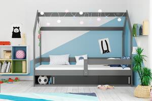 BMS Group Dětská postel domeček s úložným prostorem 160x80 grafit Barva výplně dvířek: Grafit