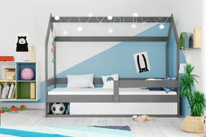 BMS Group Dětská postel domeček s úložným prostorem 160x80 grafit Barva výplně dvířek: Bílá