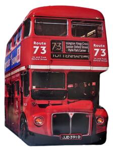 Nástěnná kovová cedule červený patrový autobus – 60x1x80 cm