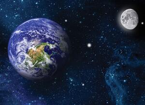 Malvis ® Tapeta Planeta Země s Měsícem Vel. (šířka x výška): 288 x 200 cm