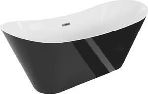 Mexen Celia, volně stojící vana 170 x 75 cm, bílá-černá, broušený grafit přepad, 52331707575-95