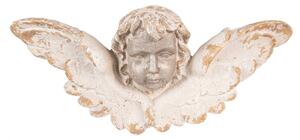 Béžová nástěnná socha hlava anděla s křídly Angel – 56x13x14 cm