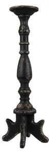 Černý antik dřevěný svícen Irish – 21x60 cm
