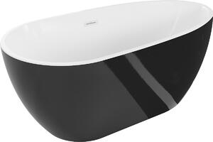 Mexen Eos, volně stojící vana 150 x 75 cm, bílá-černá, bílý přepad, 52471507575-20