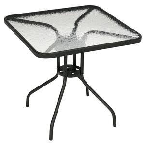 Outsunny Zahradní Stůl S Odnímatelným Kovovým Deskou 76x76 cm Voděodolný Čtvercový Stůl s Otvorem na Slunečník, Protiskluzový Stůl pro Dekoraci, Campi