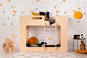 Domečková patrová dětská postel z masivního dřeva 90x200 cm v přírodní barvě Mila DMP Rozměr: 80x160 cm, Vstup do postýlky: Pravá