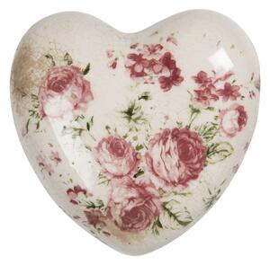 Dekorace vintage srdce s růžemi Rose – 11x11x4 cm