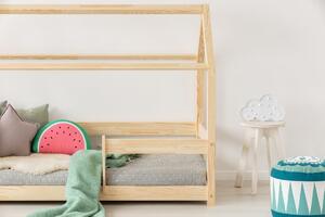 Domečková patrová dětská postel z masivního dřeva 90x200 cm v přírodní barvě Mila DMP Rozměr: 90x180 cm