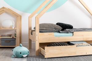 Domečková patrová dětská postel z masivního dřeva 90x200 cm v přírodní barvě Mila DMP Rozměr: 160x190 cm