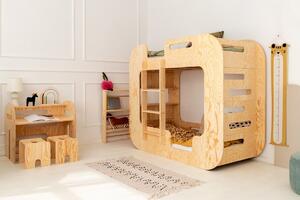 Domečková patrová dětská postel z masivního dřeva 90x200 cm v přírodní barvě Mila DMP Rozměr: 70x160 cm, Vstup do postýlky: Pravá