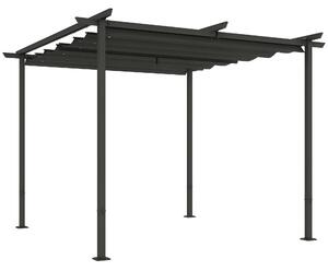 Outsunny Pergola 3x3m Zahradní Pavilon Terasový Kryt z Kovového Materiálu, Zahradní Pergola s Nastavitelnou Sluneční Clonou, UV Ochrana 30+ Samostatný