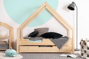 Domečková patrová dětská postel z masivního dřeva 90x200 cm v přírodní barvě Mila DMP Rozměr: 80x160 cm