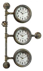Industriální nástěnné hodiny s patinou – 41x16x69 cm