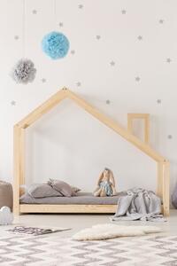 Domečková patrová dětská postel z masivního dřeva 90x200 cm v přírodní barvě Mila DMP Rozměr: 140x190 cm