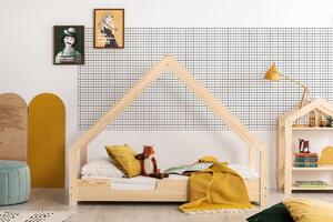 Domečková patrová dětská postel z masivního dřeva 90x200 cm v přírodní barvě Mila DMP Rozměr: 70x200 cm