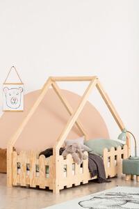 Domečková patrová dětská postel z masivního dřeva 90x200 cm v přírodní barvě Mila DMP Rozměr: 90x160 cm
